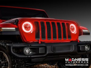 Jeep Wrangler JL LED Surface Mount Headlight Halo Kit - Red